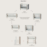 Oliver Furniture Wood Mini+ Cot Bed Oak (Pre-Order; Est. Delivery in 6-10 Weeks)