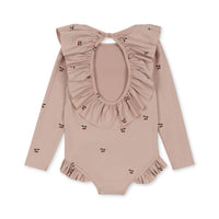 Konges Sløjd Manuca LS Frill Swimsuit Cherry Blush