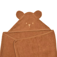 little-crevette-ourson-hooded-towel-70x140cm-caramel