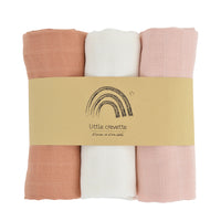 little-crevette-set-of-3-swaddles-60x60cm-coral-terracotta-ecru-lcrv-unlar