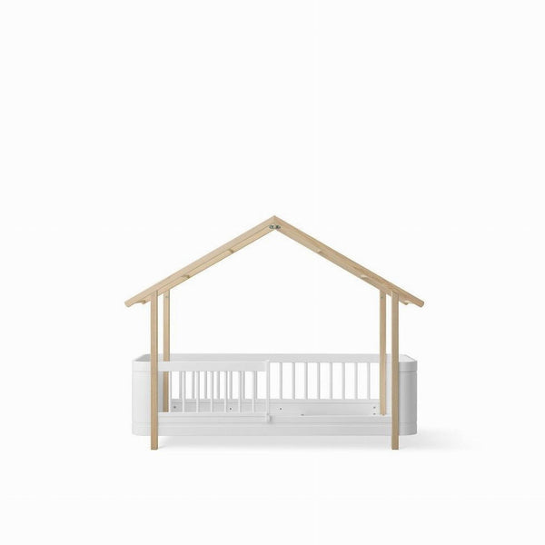 Oliver Furniture Wood Mini+ House Bed 68 x 162 cm, White/Oak