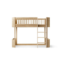 Oliver Furniture Wood Mini+ Low Loft Bed Ladder Front - Oak