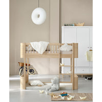Oliver Furniture Wood Mini+ Low Loft Bed Ladder Front - Oak