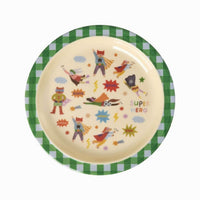 rice-dk-melamine-kids-lunch-plate-with-hero-print-green-baby-nursery-kitchen-party-supplies-rice-kilpl-hero-01