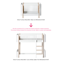 Oliver Furniture Conversion Kit - Wood Mini+ Basic to Wood Low Loft Bed Ladder Front White/Oak (Pre-Order; Est. Delivery in 6-10 Weeks)