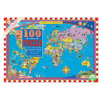 eeBoo World Map 100 Piece Puzzle