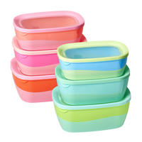 Rice DK Rectangular Two Tone Food Box Blue Green Set of 3
