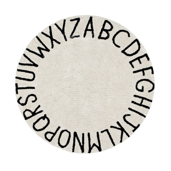 Lorena Canals Round ABC Natural-Negro/Natural-Black Washable Cotton Rug