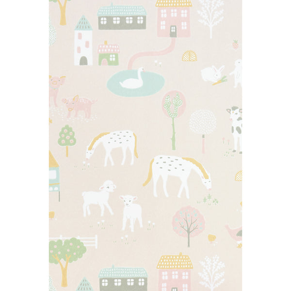 Majvillan Wallpaper My Farm Soft Pink (Pre-Order; Est. Delivery in 2-3 Weeks)