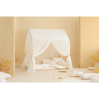 nobodinoz Vera Junior Bed Home - Eyelet Lace Cover Natural with Structure Box (NOBO-4920287)