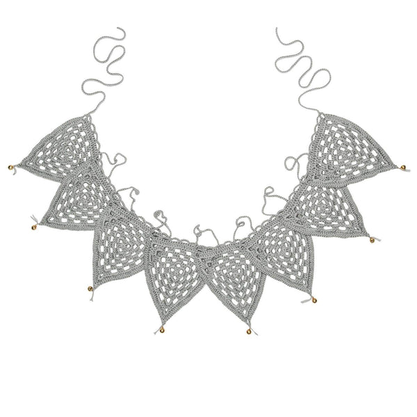 Numero 74 Bunting Garland Crochet Silver Grey