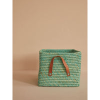 rice-dk-small-square-basket-raffia-mint-rice-bsrat-30mi-