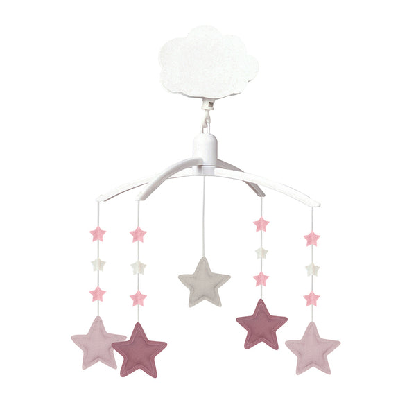 Trousselier Musical Mobile Stars - Old Pink, Beige & Powder Pink Linen
