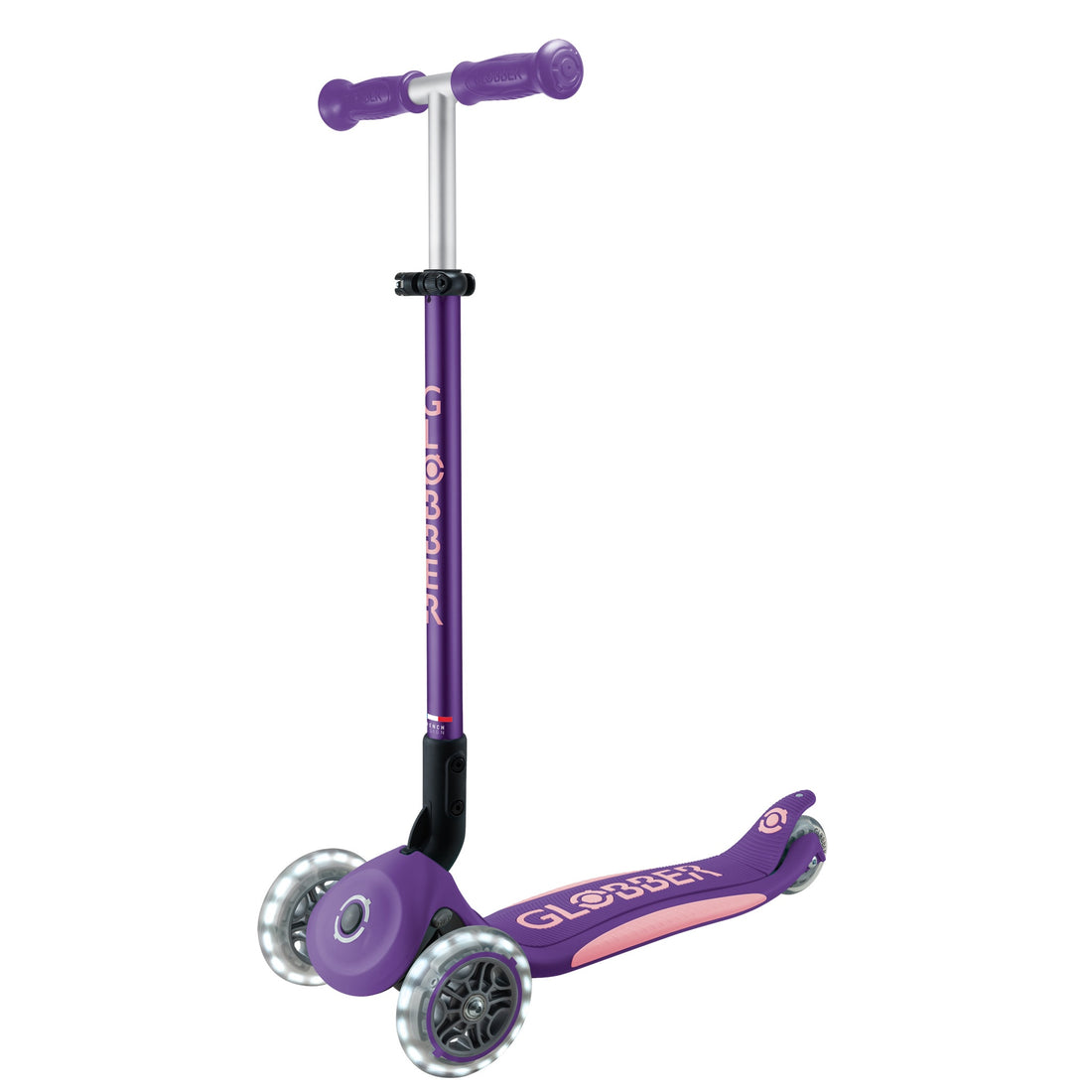 Globber Primo Foldable Plus Lights V2 可摺疊滑板車 - Purple / Pastel Pink (3 - 9Y+)
