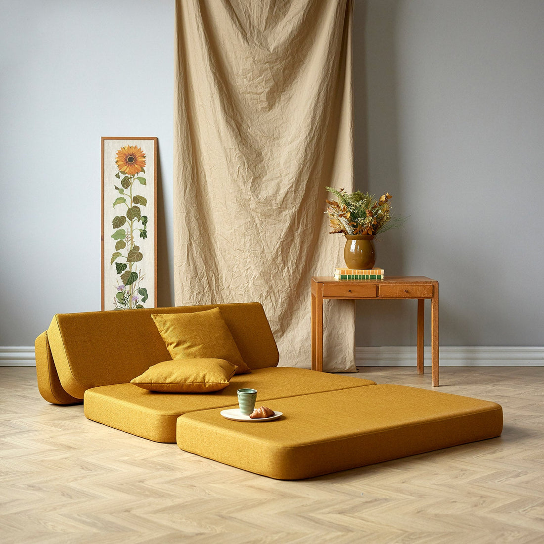 by KlipKlap KK 3 Fold Sofa 36x120x70cm - Soft Rose W. Rose (Pre-Order; Est. Delivery in 3-6 Weeks)