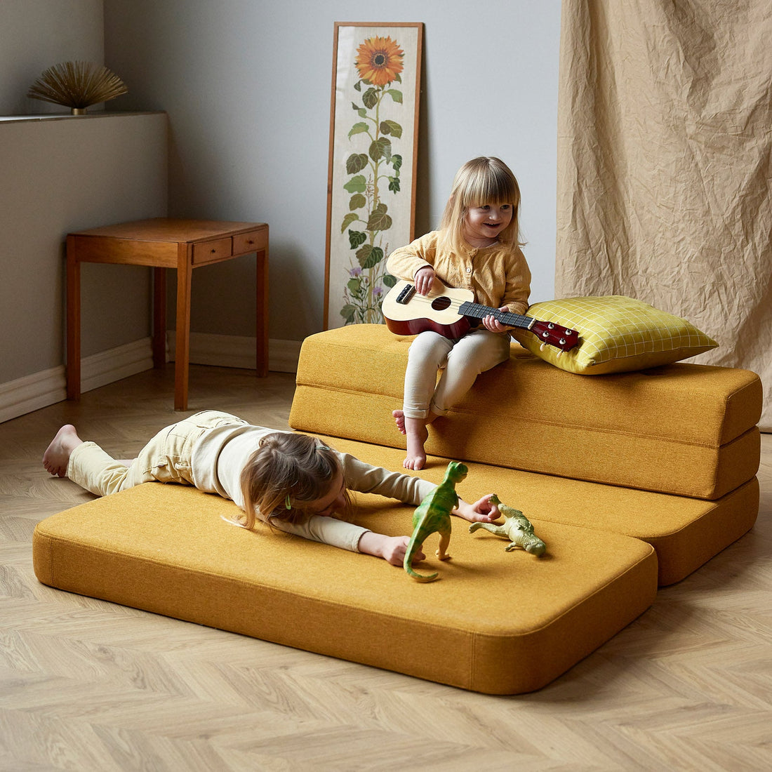 by KlipKlap KK 3 Fold Sofa 36x120x70cm - Soft Rose W. Rose (Pre-Order; Est. Delivery in 3-6 Weeks)