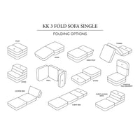 by KlipKlap KK 3 Fold Sofa Single Soft - Blue Grey W. Grey (Pre-Order; Est. Delivery in 5-8 Weeks)