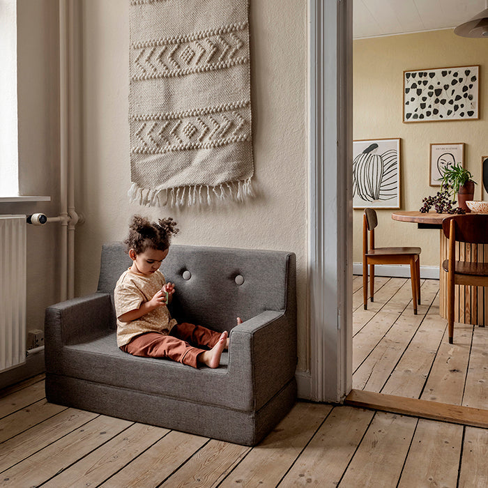 by KlipKlap KK Kids Sofa 64x100x40cm - Brown W. Sand (Pre-Order; Est. Delivery in 3-6 Weeks)