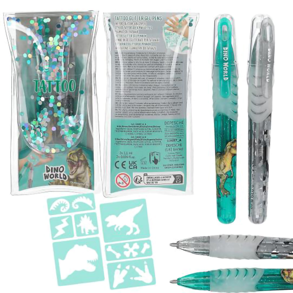 depesche-dino-world-tatoo-glitter-gel-pens