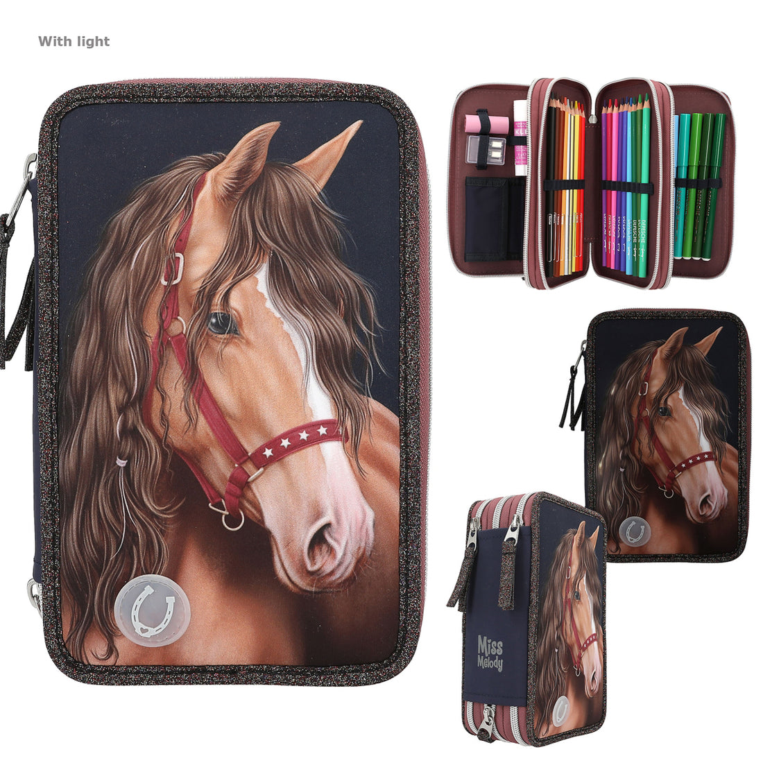depesche-miss-melody-3-compartment-pencil-case-led-glitter-horse-depe-0013190