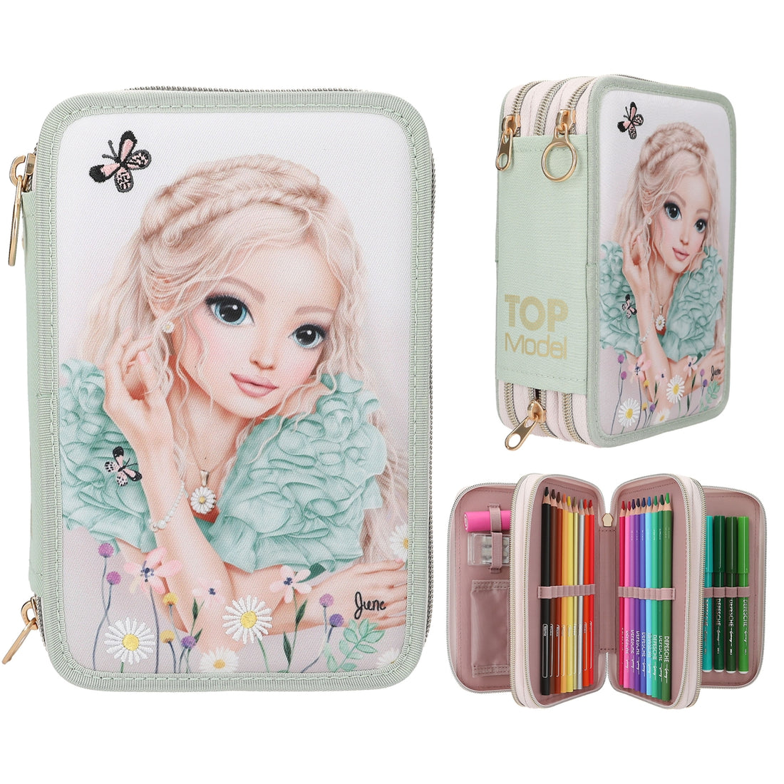 depesche-topmodel-triple-pencil-case-with-embroidery-summer-feeling-depe-0013303