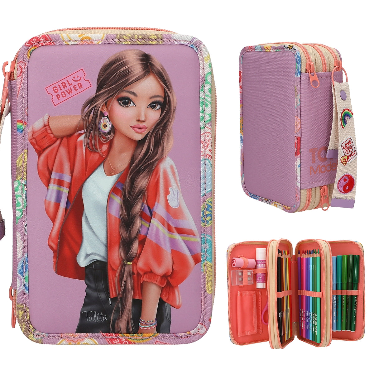depesche-topmodel-triple-pencil-case-with-pendant-girl-power-depe-0013283