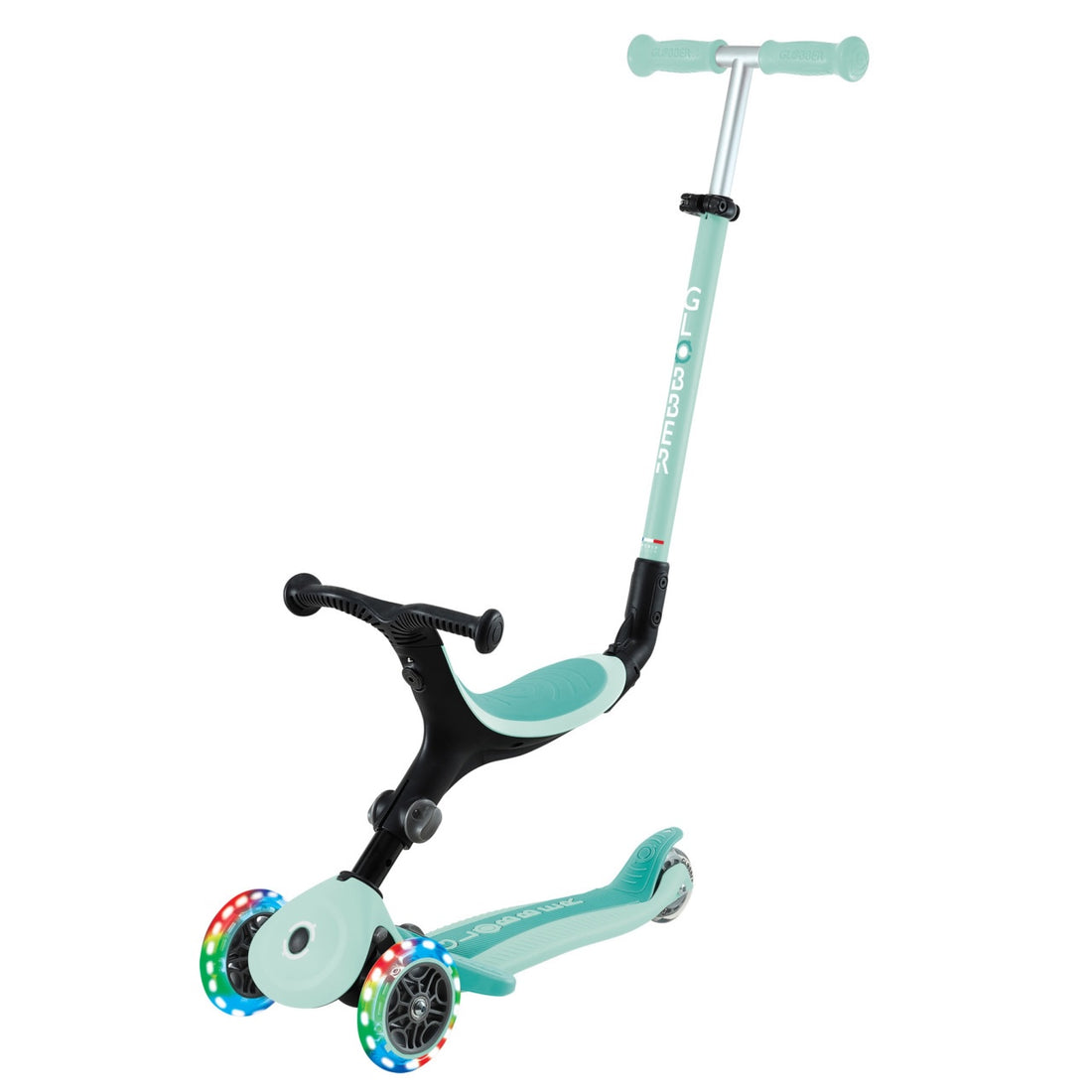 Globber Go Up Active Lights 3-in-1 Foldable Scooter - Mint / Dark Mint (15M - 9Y+)
