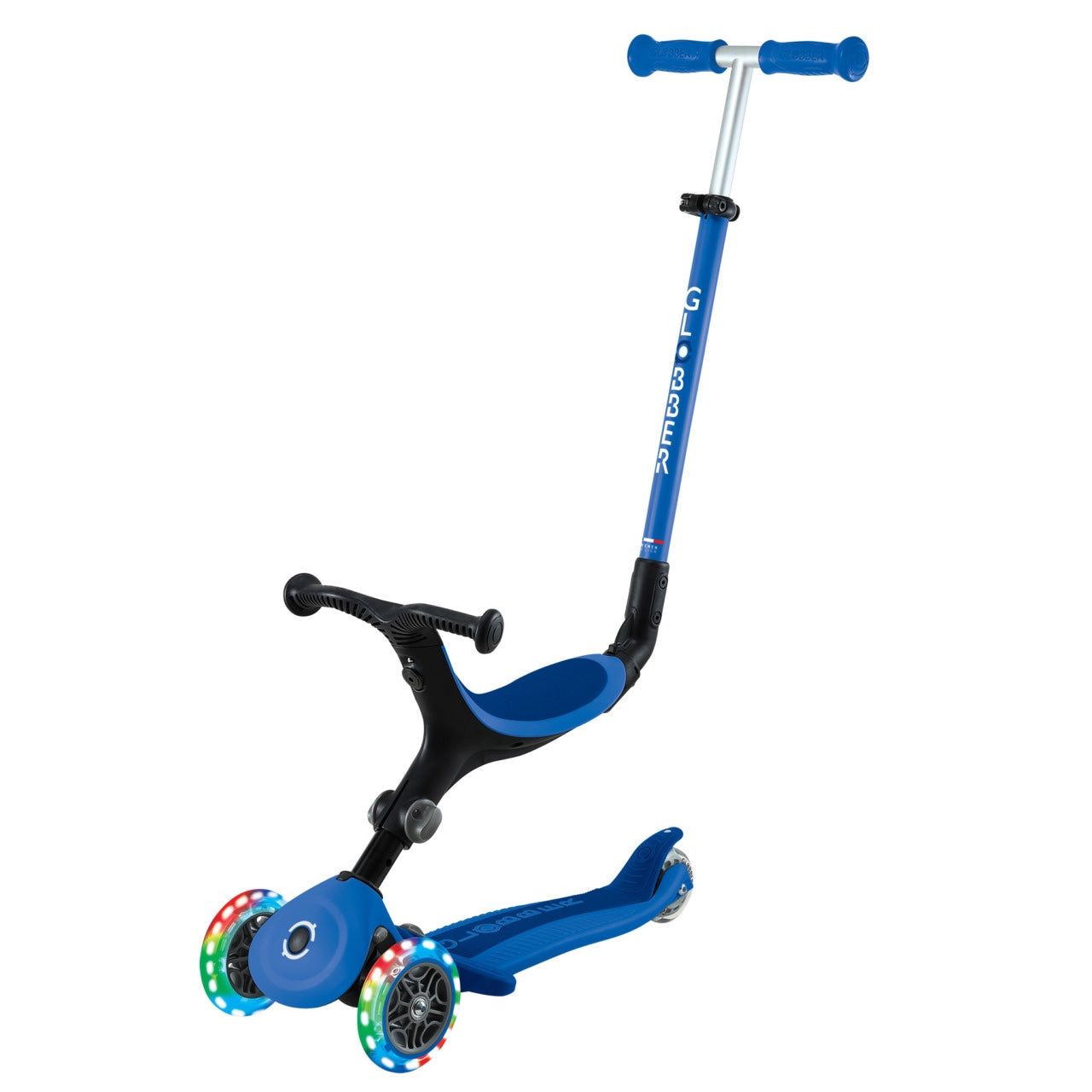 Globber Go Up Active Lights 三合一可摺疊滑板車 - Navy Blue / Dark Navy Blue (15M - 9Y+)