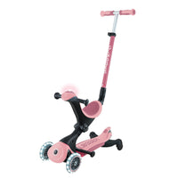 Globber Go Up Deluxe Lights 360° 3-in-1 Foldable Scooter - Pastel Pink / Deep Pastel Pink (15M - 9Y+)