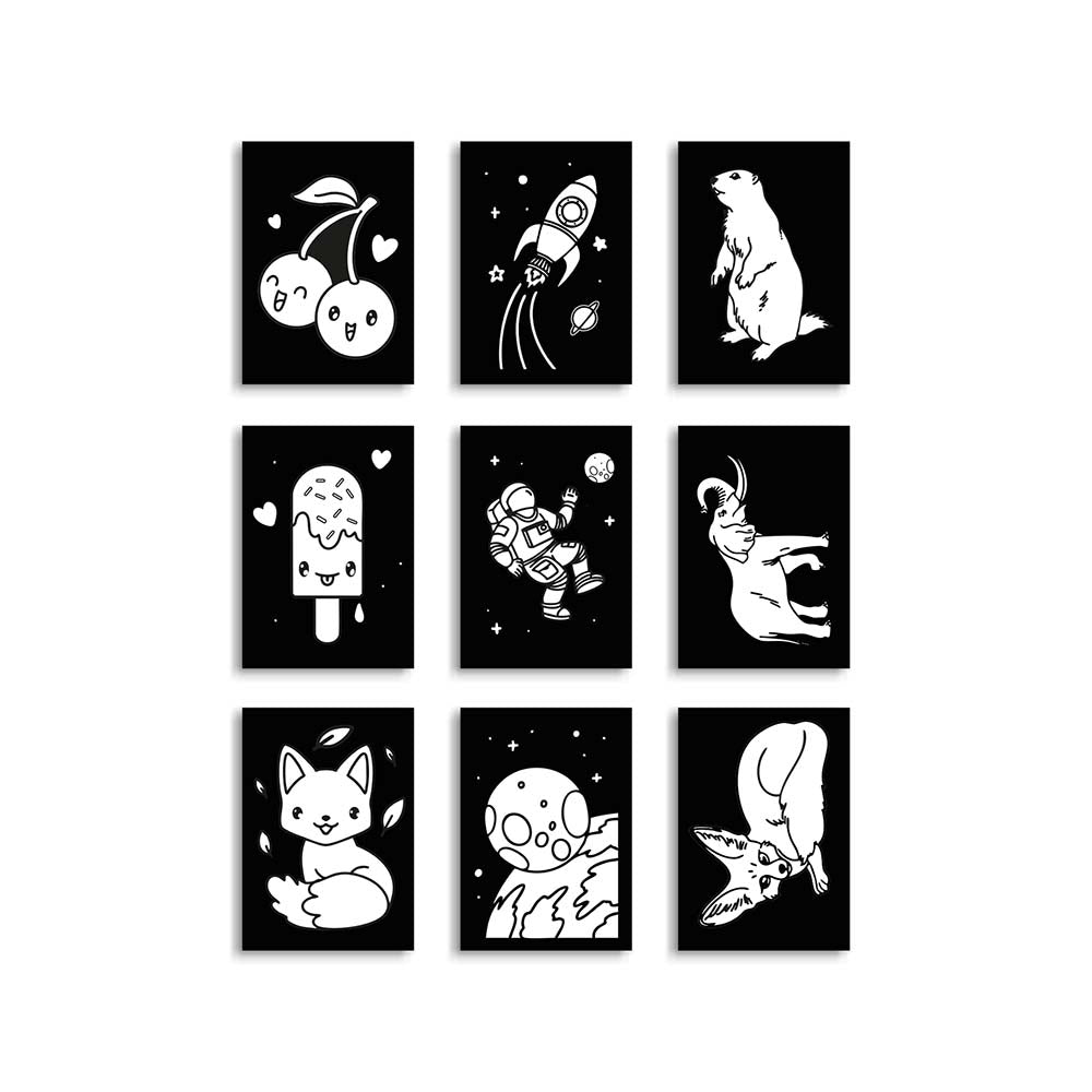 kidywolf-complete-set-light-up-wall-art-craft-kit-9-designs-2-neon-lights-easel-6-markers-rechargeable-battery-play-toy-kidw-kidyneon-pack