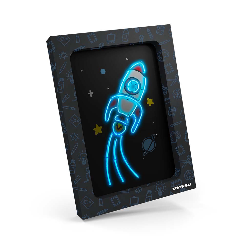 kidywolf-complete-set-light-up-wall-art-craft-kit-9-designs-2-neon-lights-easel-6-markers-rechargeable-battery-play-toy-kidw-kidyneon-pack