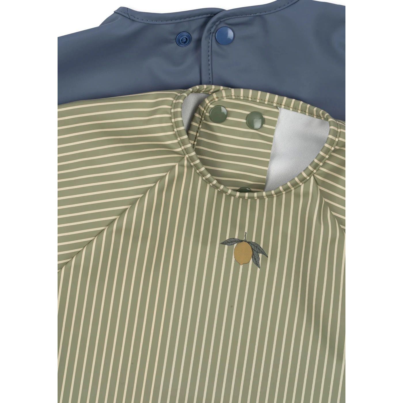 konges-sløjd-2-pack-dinner-bib-with-sleeves-tea-stripe-flint-stone-kong-w25ks103632-teasfs-6-12m