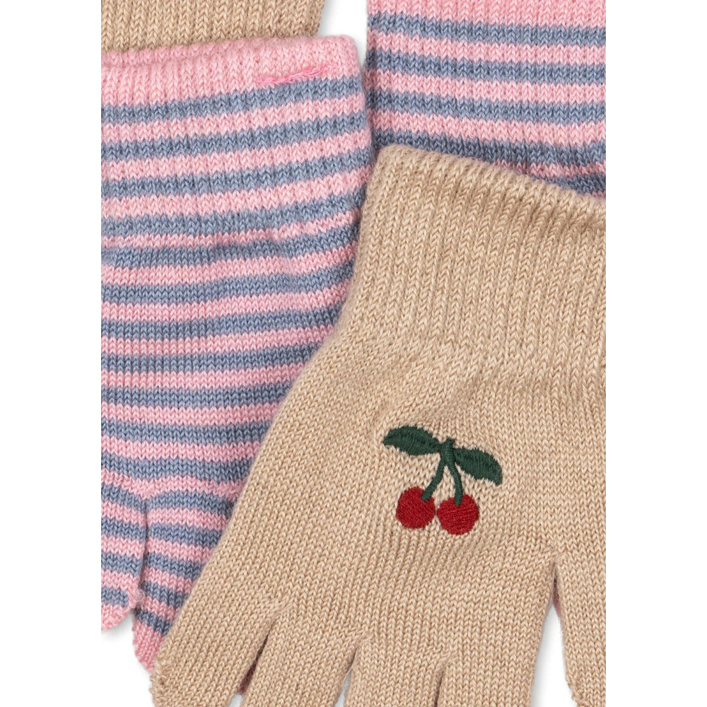 konges-sløjd-2-pack-filla-gloves-cherry-stripe-kong-w25ks103430-cst-2-4y
