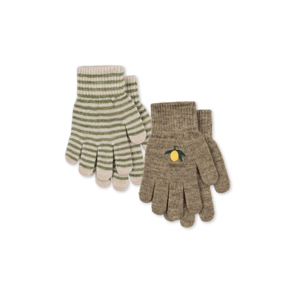 konges-sløjd-2-pack-filla-gloves-lemon-stripe-kong-w25ks103430-lst-2-4y