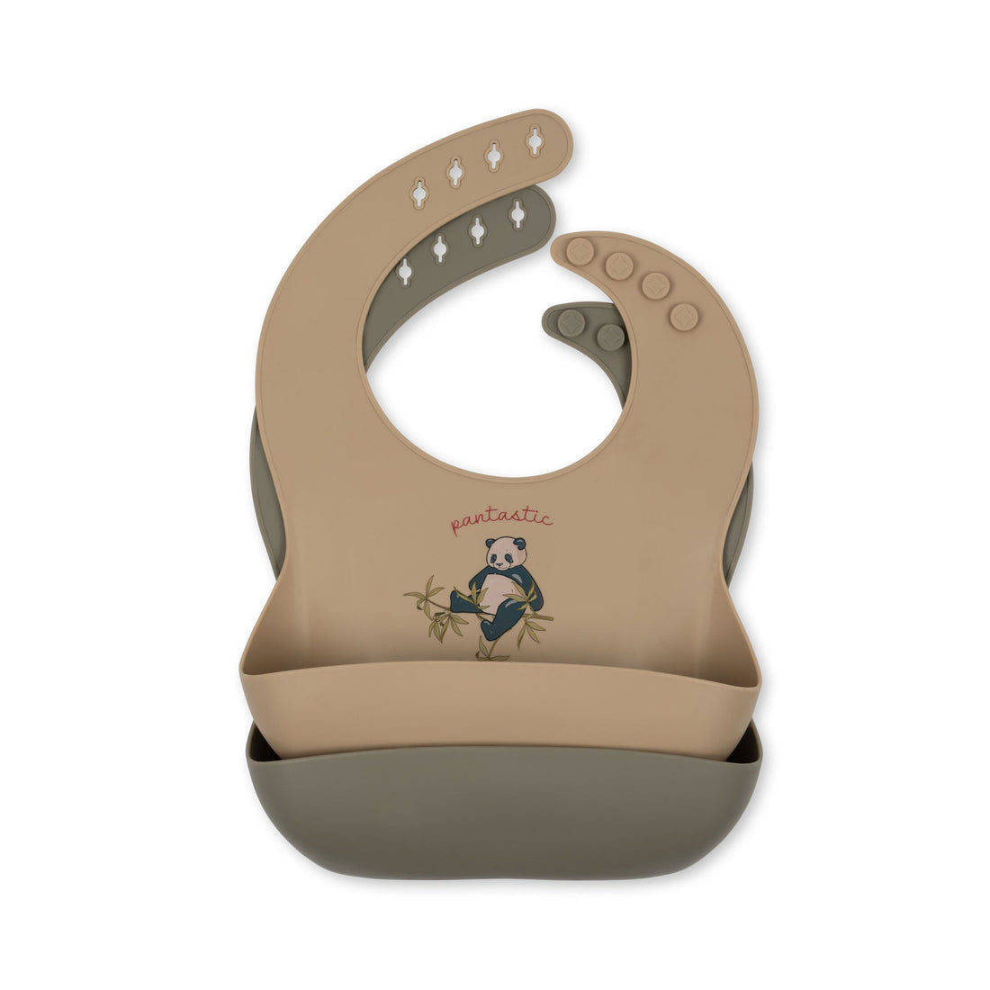 konges-sløjd-2-pack-silicone-bib-panda-one-size-kong-w23ks6309-panda-os