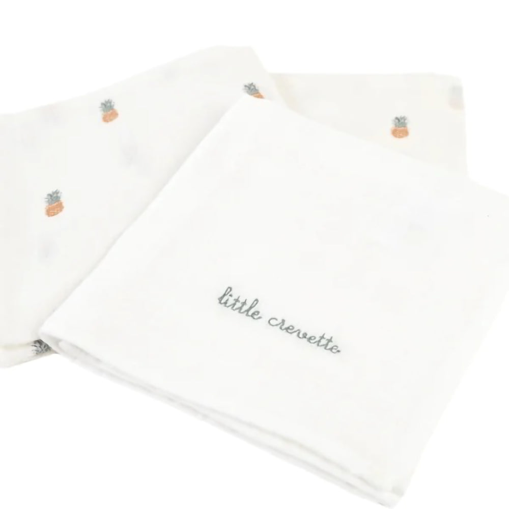 little-crevette-ananas-set-of-3-swaddles-60x60cm
