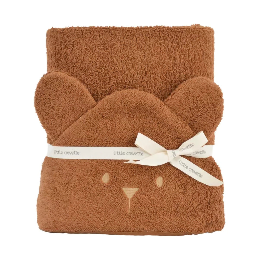 little-crevette-ourson-hooded-towel-70x140cm-caramel