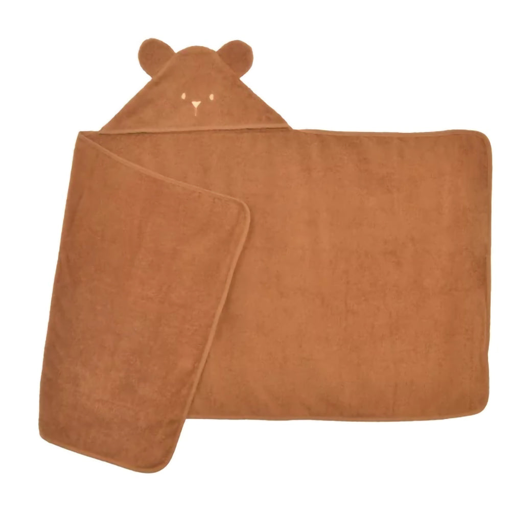 little-crevette-ourson-hooded-towel-70x140cm-caramel