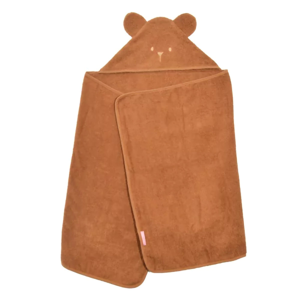 little-crevette-ourson-hooded-towel-70x140cm-caramel