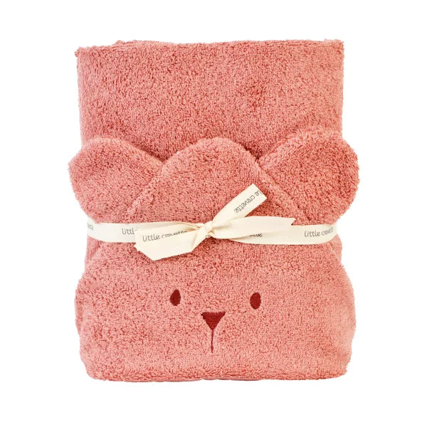 little-crevette-uni-oursons-hooded-towel-bois-de-rose-dark-pink-lcrv-unocbbr
