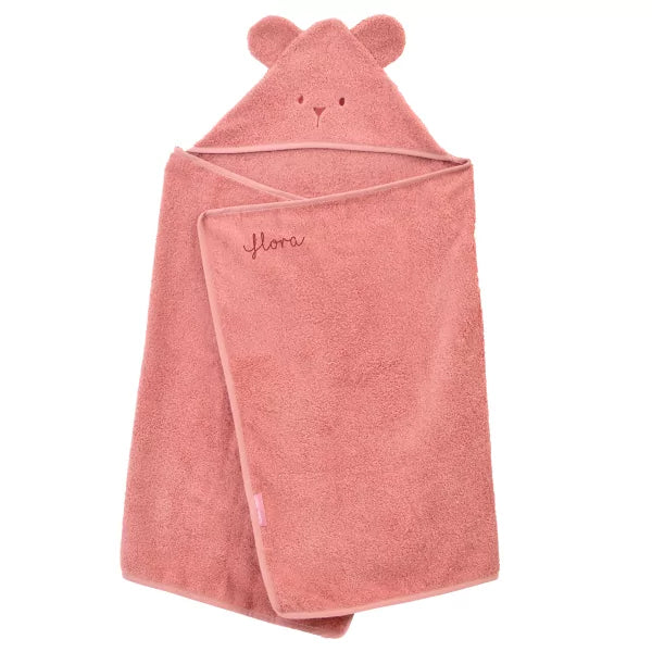little-crevette-uni-oursons-hooded-towel-bois-de-rose-dark-pink-lcrv-unocbbr