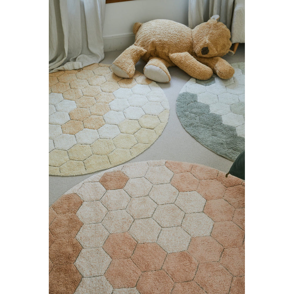 lorena-canals-planet-bee-round-honeycomb-blue-sage-machine-washable-cotton-rug-lore-c-comb-bsg