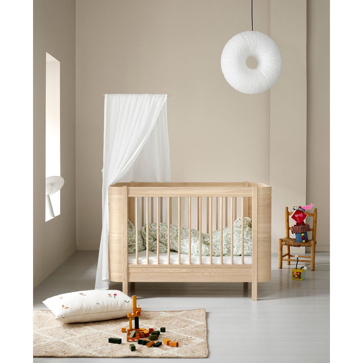 Oliver Furniture Wood Mini+ Cot Bed (With Junior Conversion Kit) - Oak