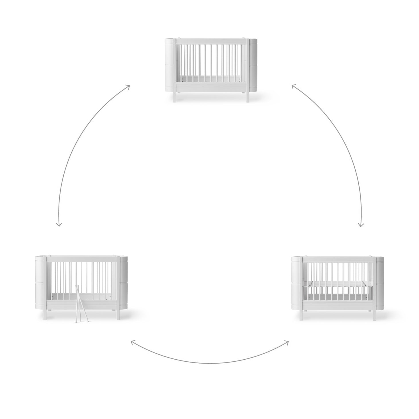 Oliver Furniture Wood Mini+ Cot Bed (Without Junior Conversion Kit) - White (Pre-Order; Est. Delivery in 6-10 Weeks)