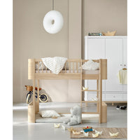 Oliver Furniture Wood Mini+ Low Loft Bed Ladder Front Oak
