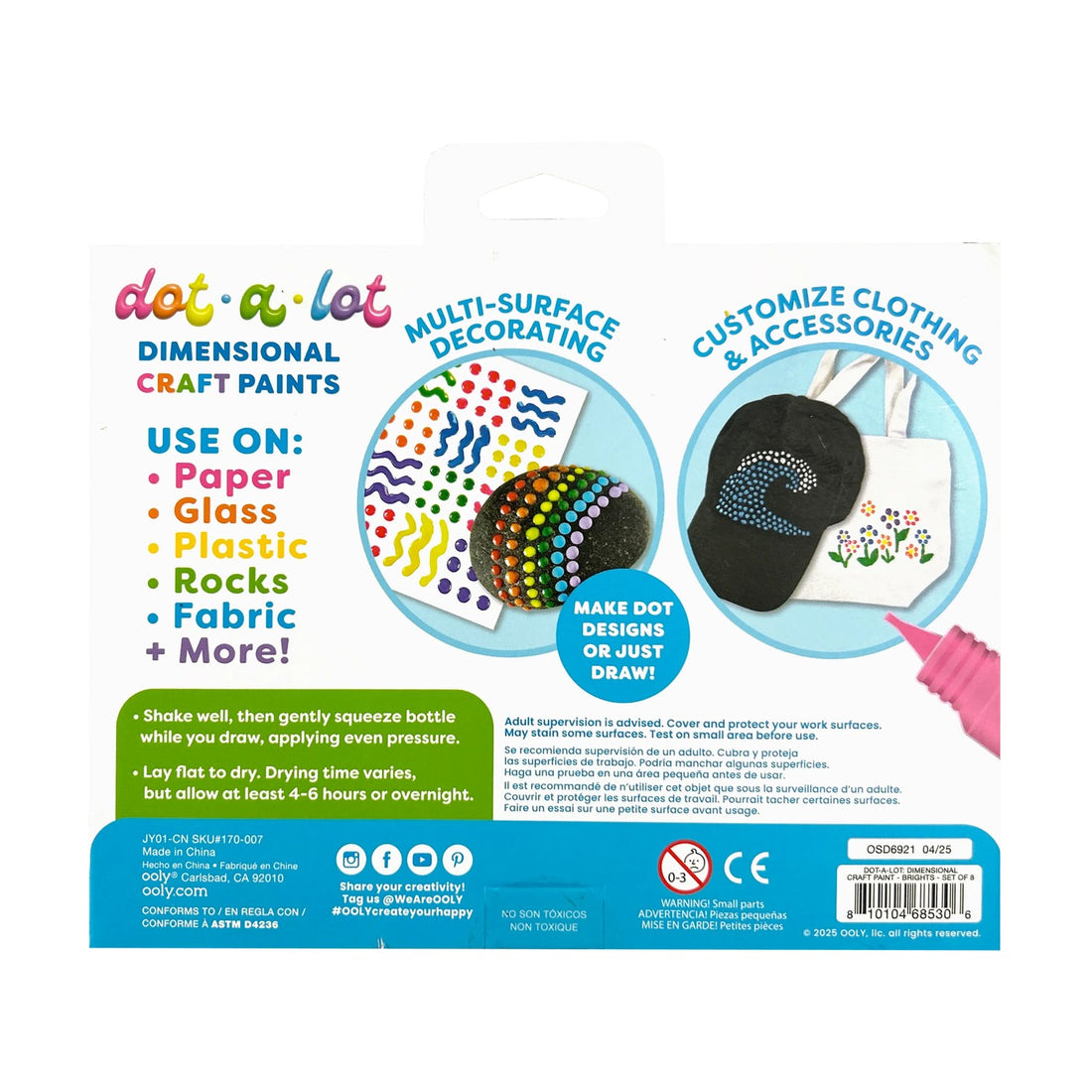 ooly-dot-a-lot-dimensional-craft-paint-bright-set-of-8-stationery-ooly-170-007