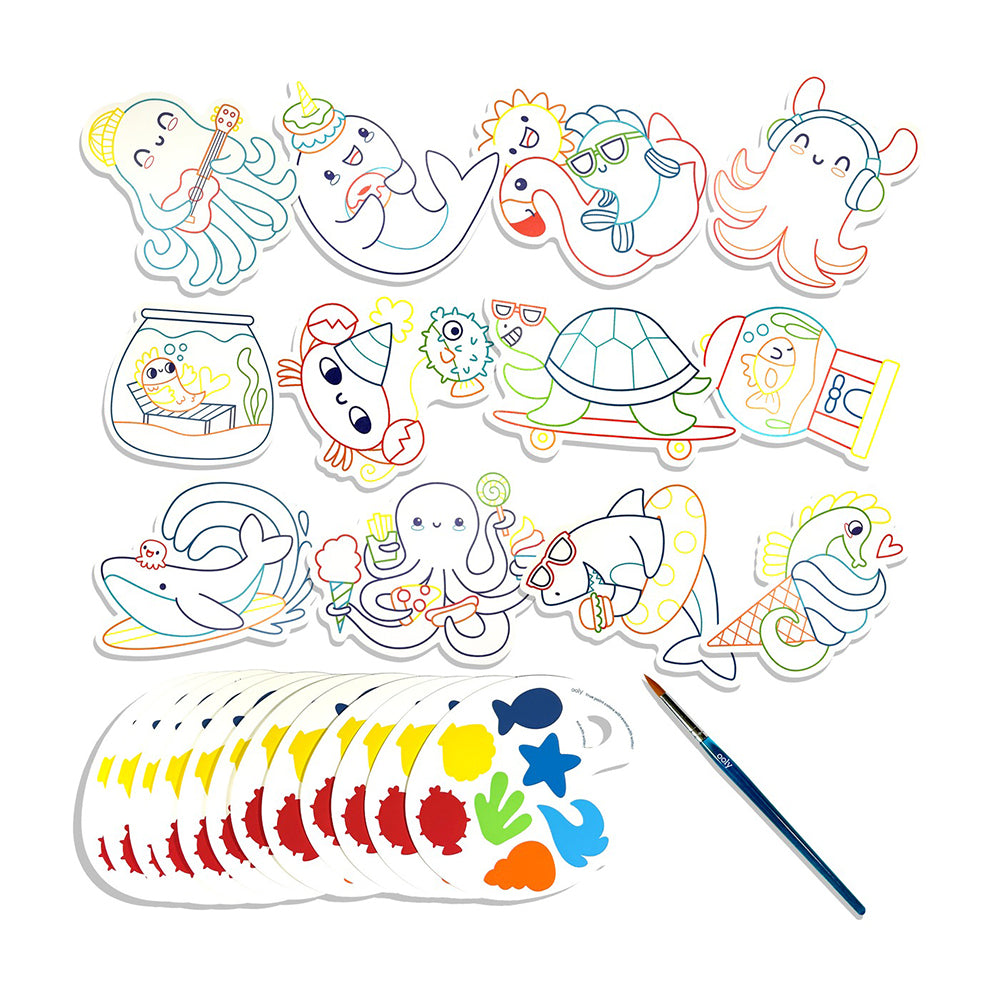 ooly-playful-painters-easy-watercolor-painting-kit-ocean-pals-25-pc-set-stationery-book-ooly-161-144