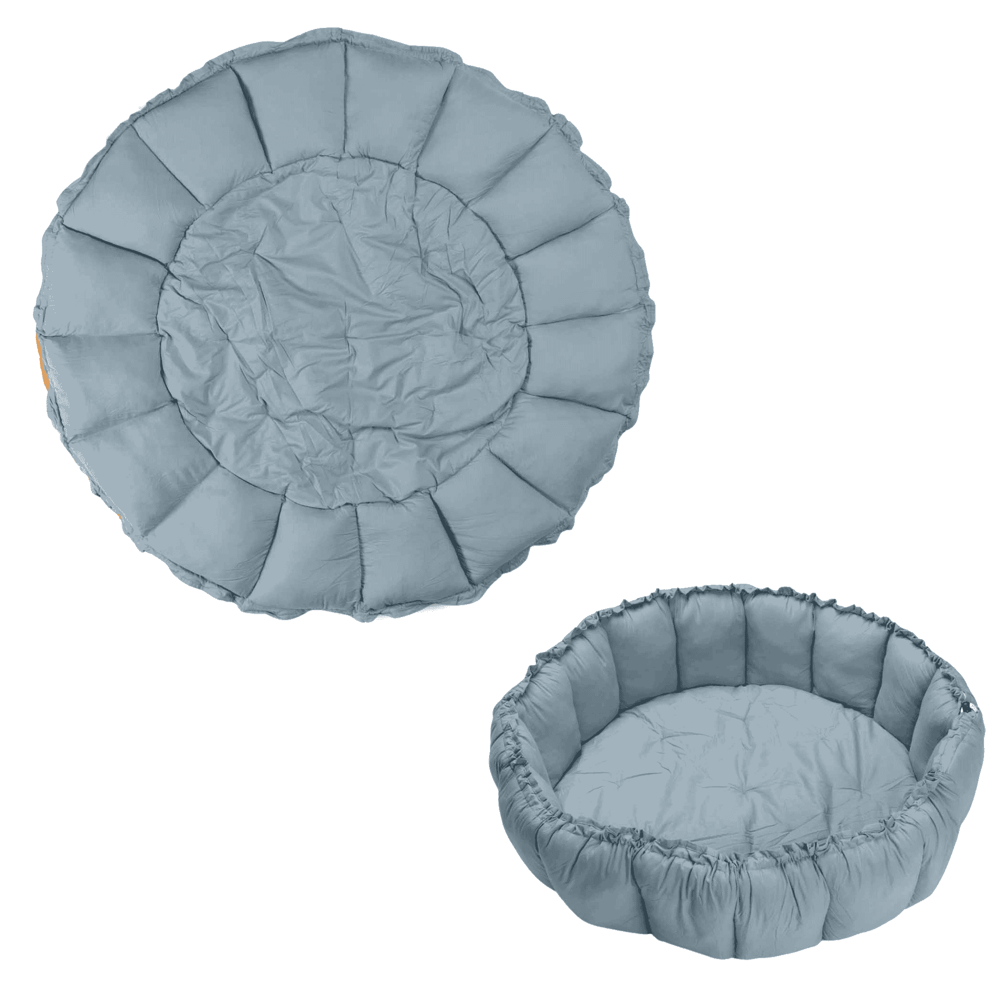 Play&Go Coco Bloom Organic 3-in-1 Baby Mat & Cocoon - Dusty Blue  -  Ø130Cm