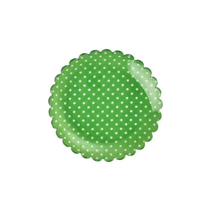 rice-dk-acrylic-cake-plate-with-green-dots-fabric-rice-accpl-dotg