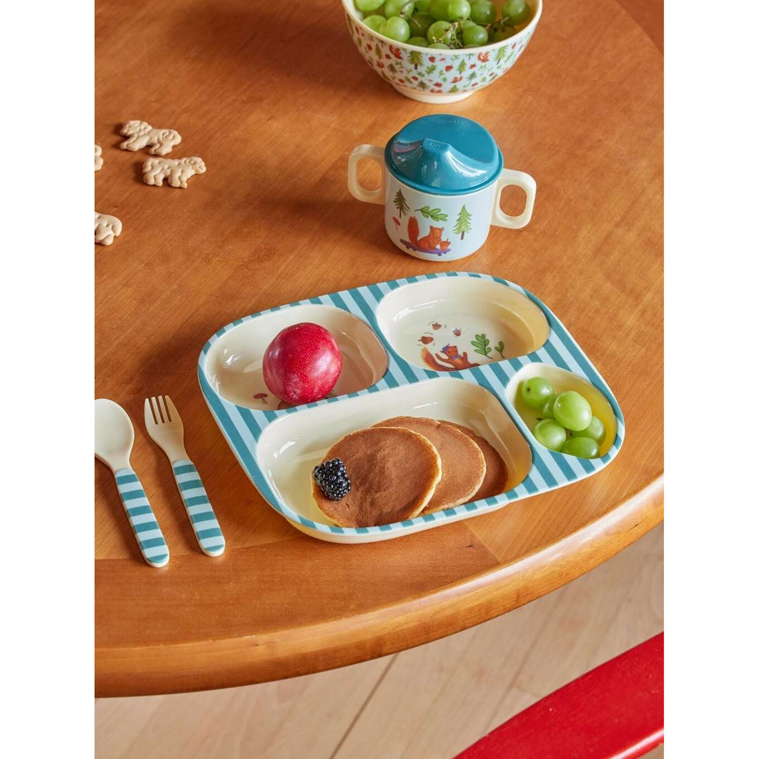 rice-dk-melamine-baby-dinner-set-in-gift-box-blue-happy-forest-print-4-pcs-rice-babox-4zhafob